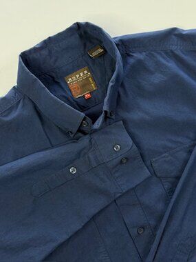 Roper Western Navy Blue Long Sleeve Shirt Men XL 100% Cotton Pockets Button Down